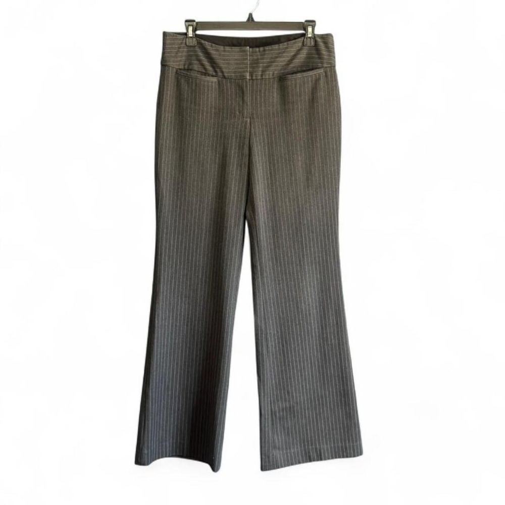 Y2K Express Editor Pants Women's Size‎ 6 Gray Pinstripe Low Rise Wide Leg Preppy